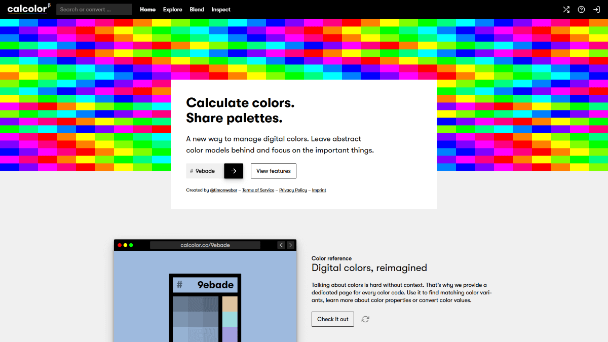 Calcolor website screenshot