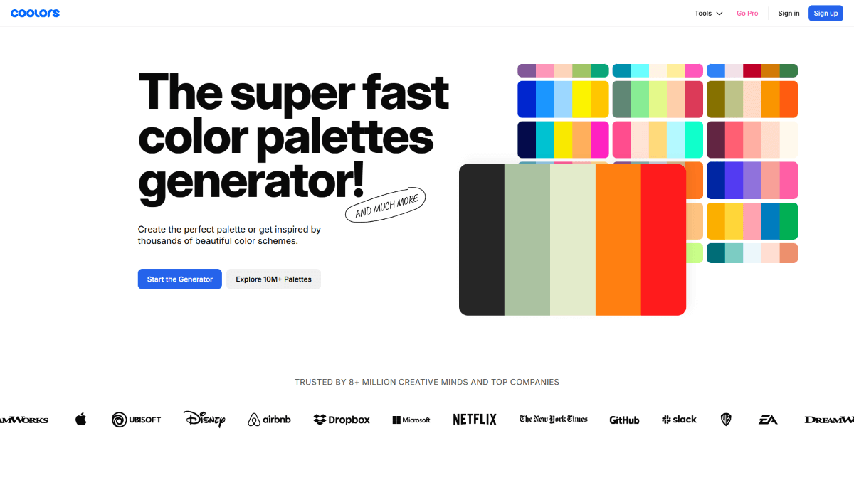 Coolors website screenshot