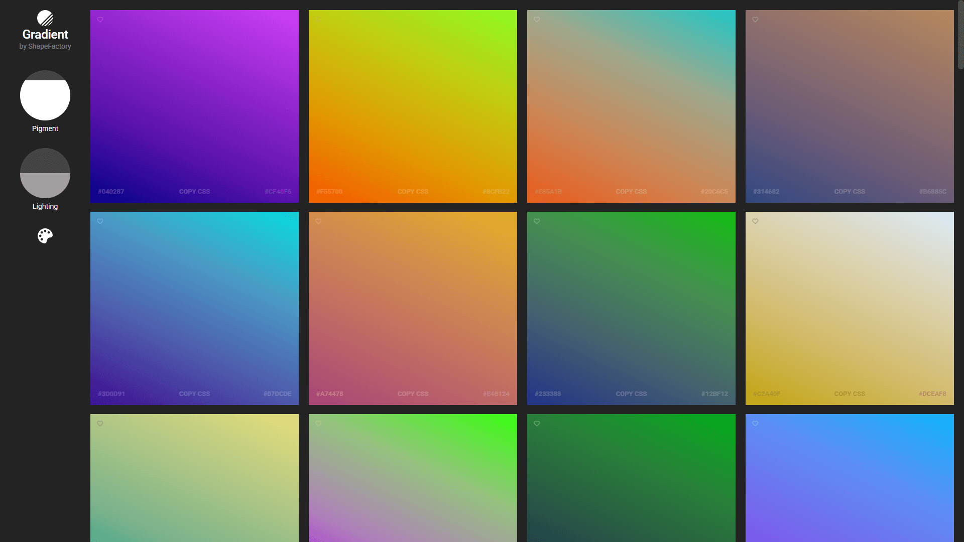 Gradient shapefactory website screenshot