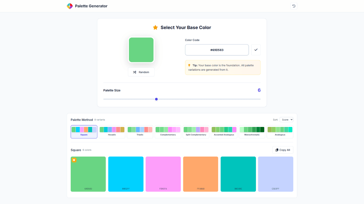 Palettegenerator website screenshot