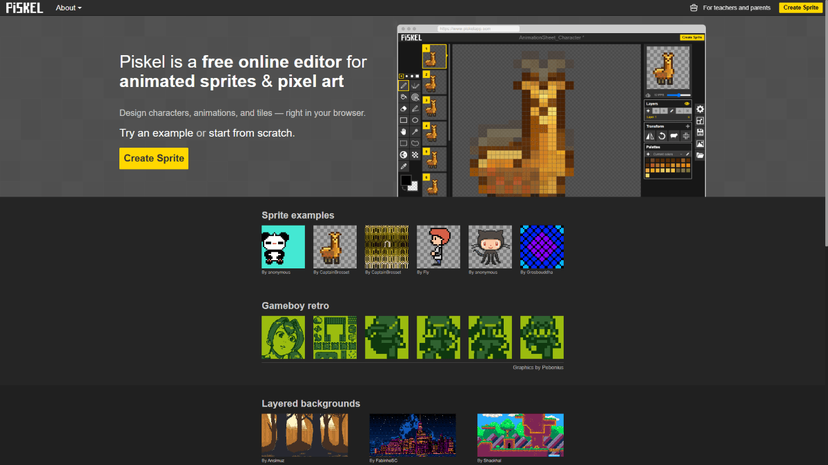 Piskel website screenshot